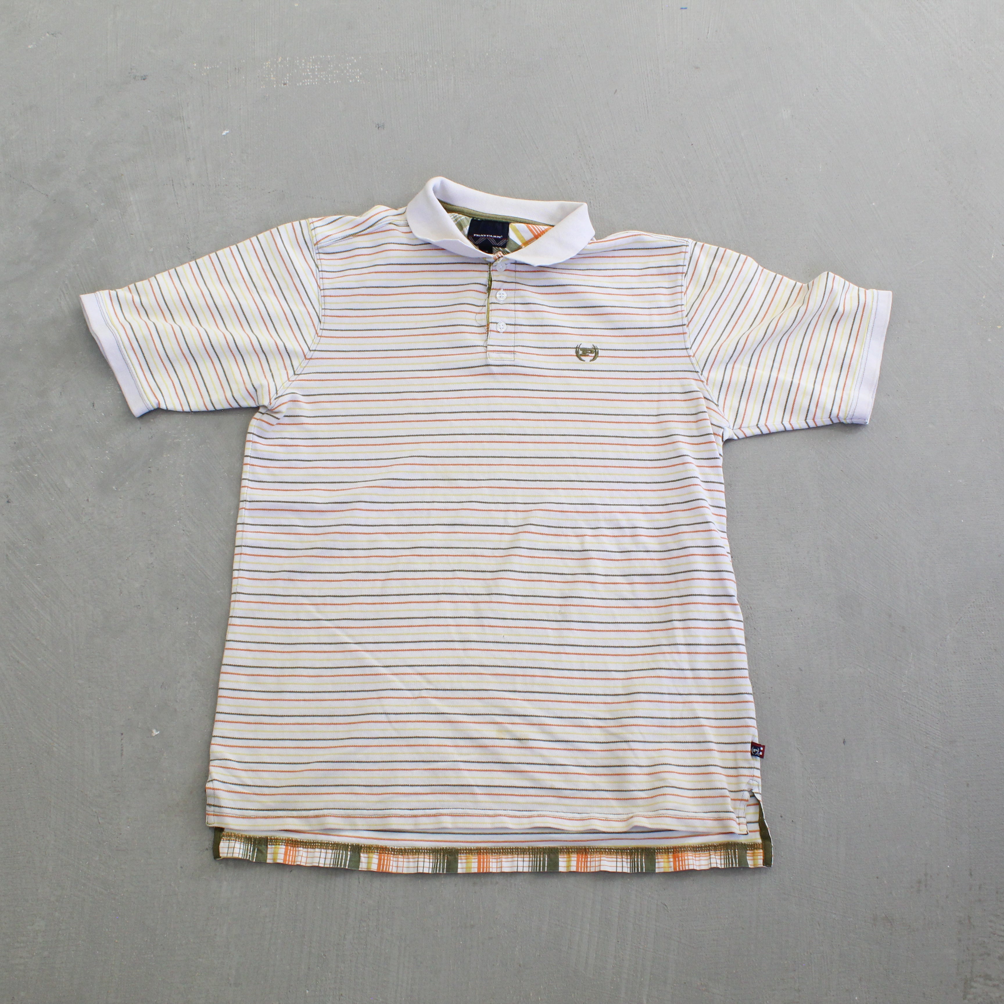 F- Vintage 90s Phat Farms Stripped Short Sleeve Polo Shirt