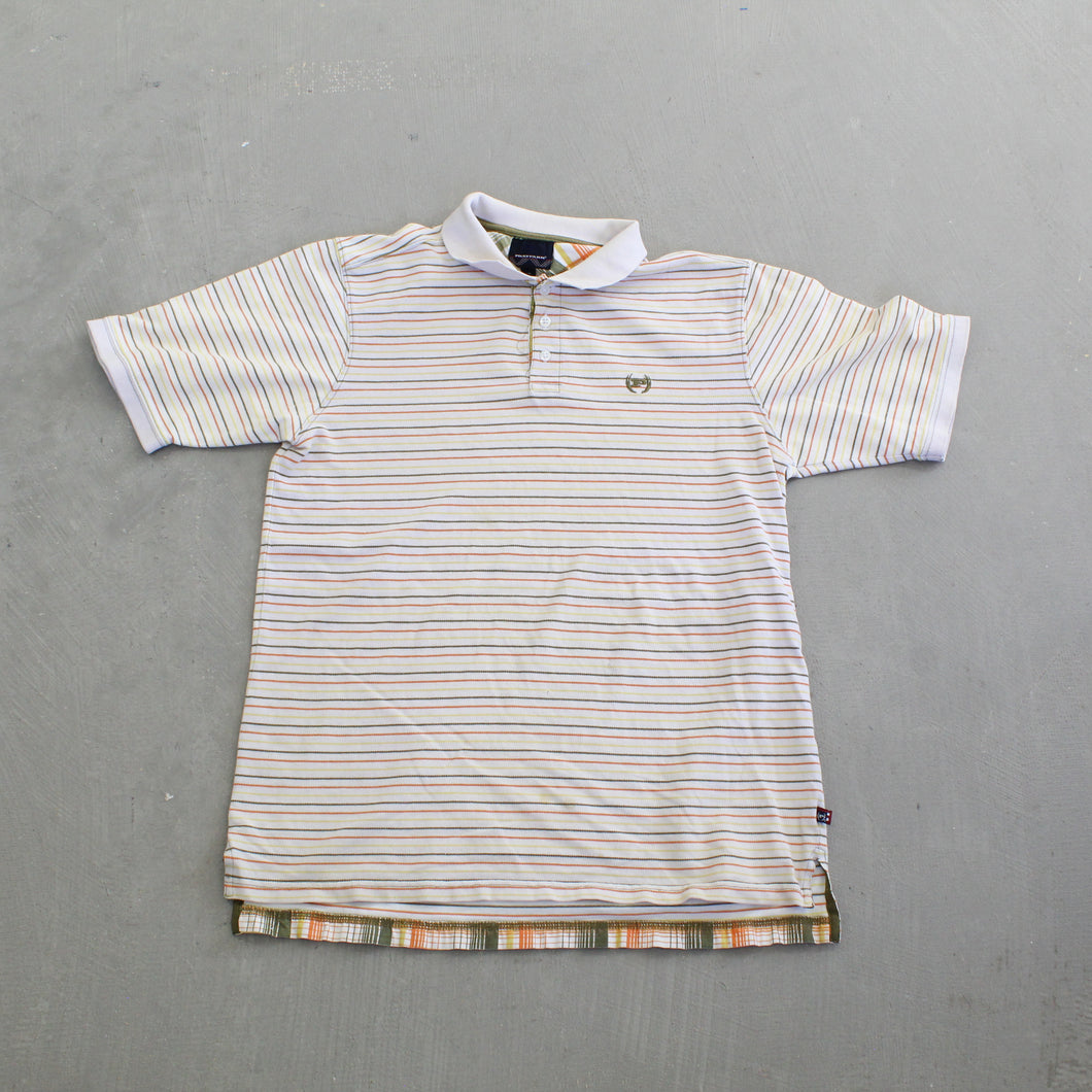 F- Vintage 90s Phat Farms Stripped Short Sleeve Polo Shirt