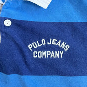 J- Vintage Polo Jeans Ralph Lauren Embroidered Text Short Sleeve Rugby Shirt - L