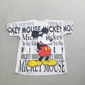 F- Vintage 90s Disney Mickey Text & Graphic Jumbo Print Tee