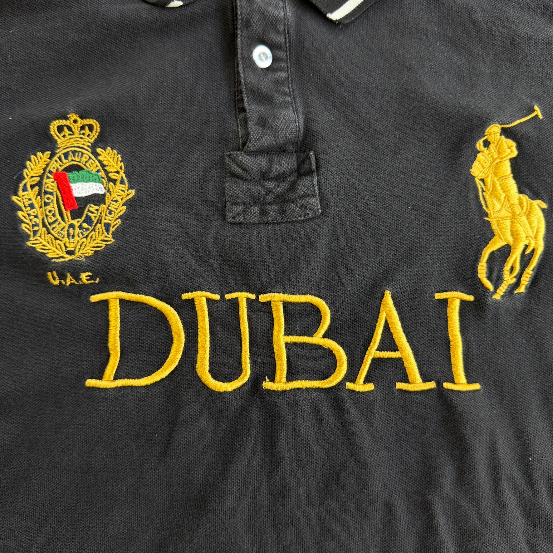 J- Vintage Polo RL Dubai UAE Embroidered Logo & Text Polo Shirt - 2XL (fits L)
