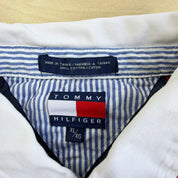 J- Vintage Tommy Hilfiger Embroidered Crest Striped Rugby Shirt - XL
