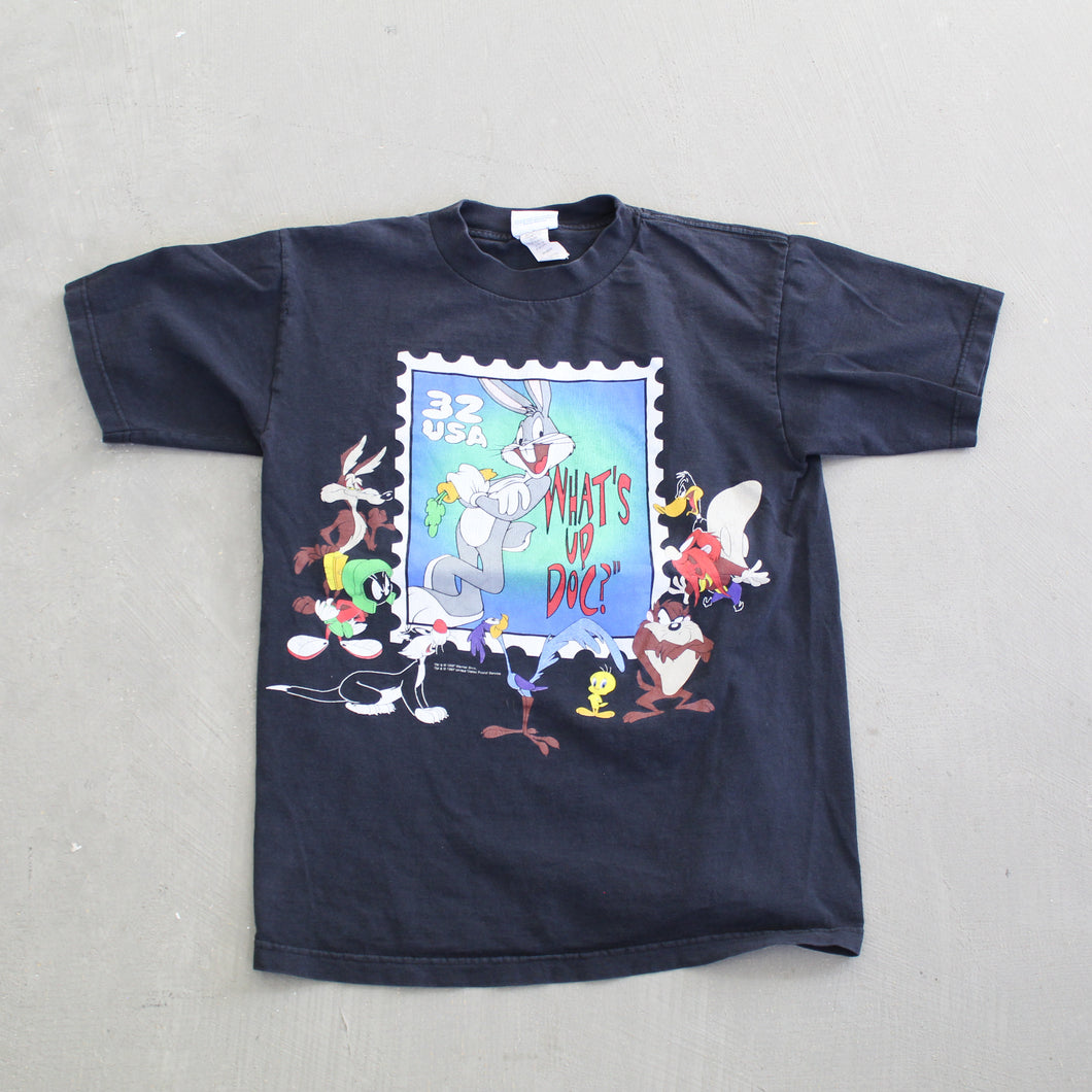 F- Vintage '97 Looney Tunes Stamp Collection Bugs Bunny What's Up Doc Tee