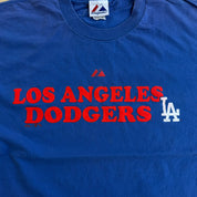 J- Vintage Los Angeles Dodgers MLB Puff Print Text & Logo Tee - L