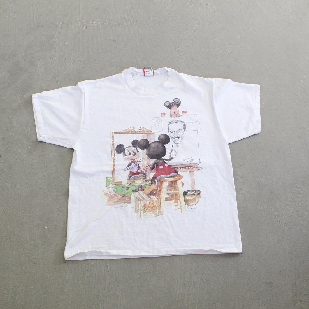 F- Vintage 90s Disney Design Mickey Mouse Painting Tee