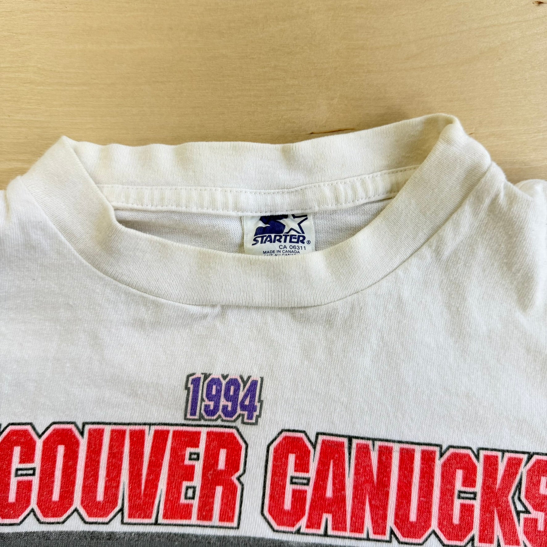 J- Vintage '94 Vancouver Canucks NHL Starter Western Conference Champions Single Stitch Tee - S