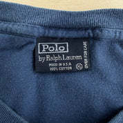 J- Vintage Polo RL Embroidered Logo Made In USA Single Stitch Blue Pocket Tee - XL