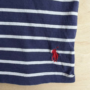 J- Vintage Polo RL Navy/White Striped V-Neck Tee - L