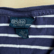 J- Vintage Polo RL Navy/White Striped V-Neck Tee - L