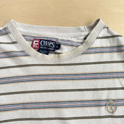 J- Vintage Ralph Lauren Chaps Embroidered Logo Striped Tee - XL