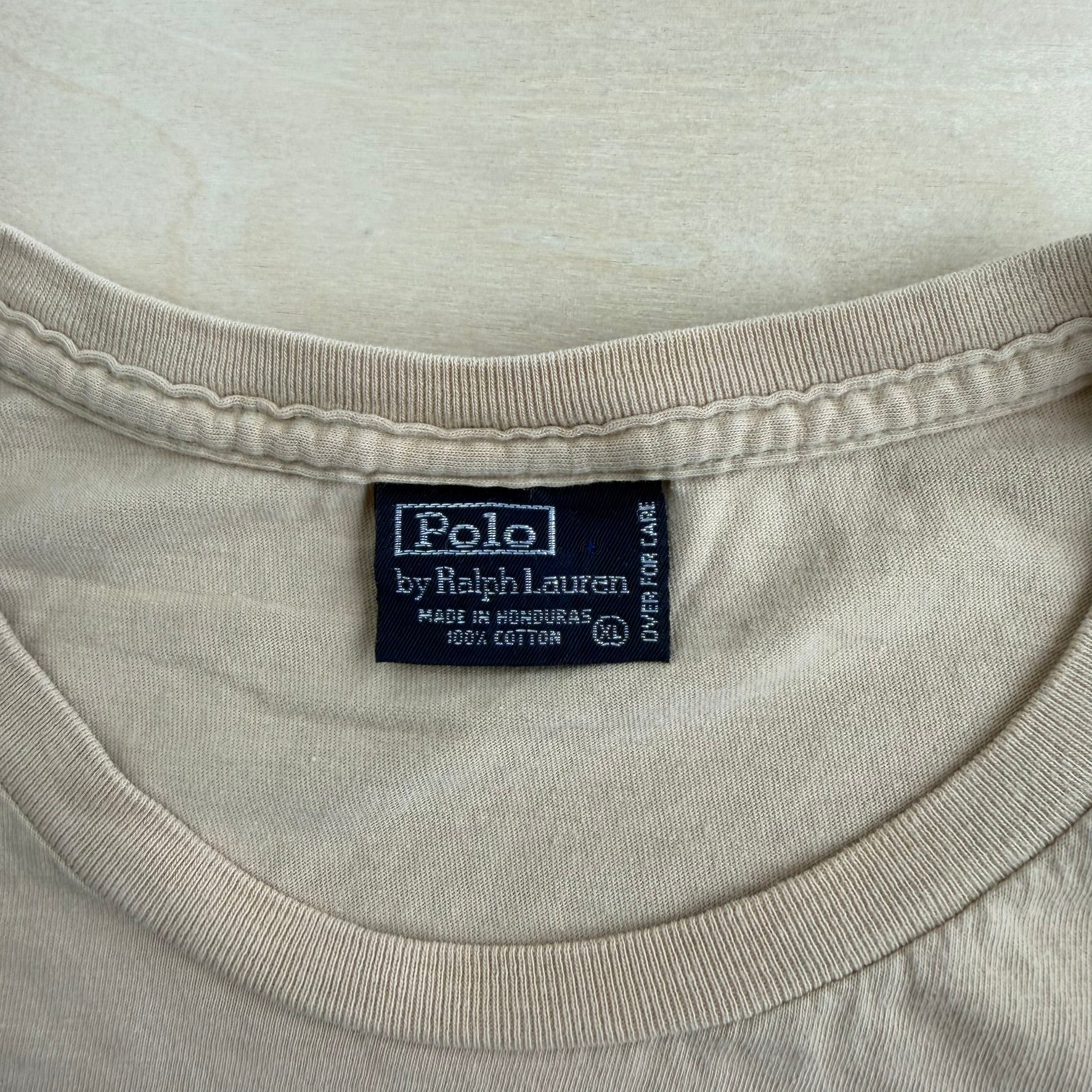 J- Vintage Polo Ralph Lauren Embroidered Logo Single Stitch Pocket Tee - XL