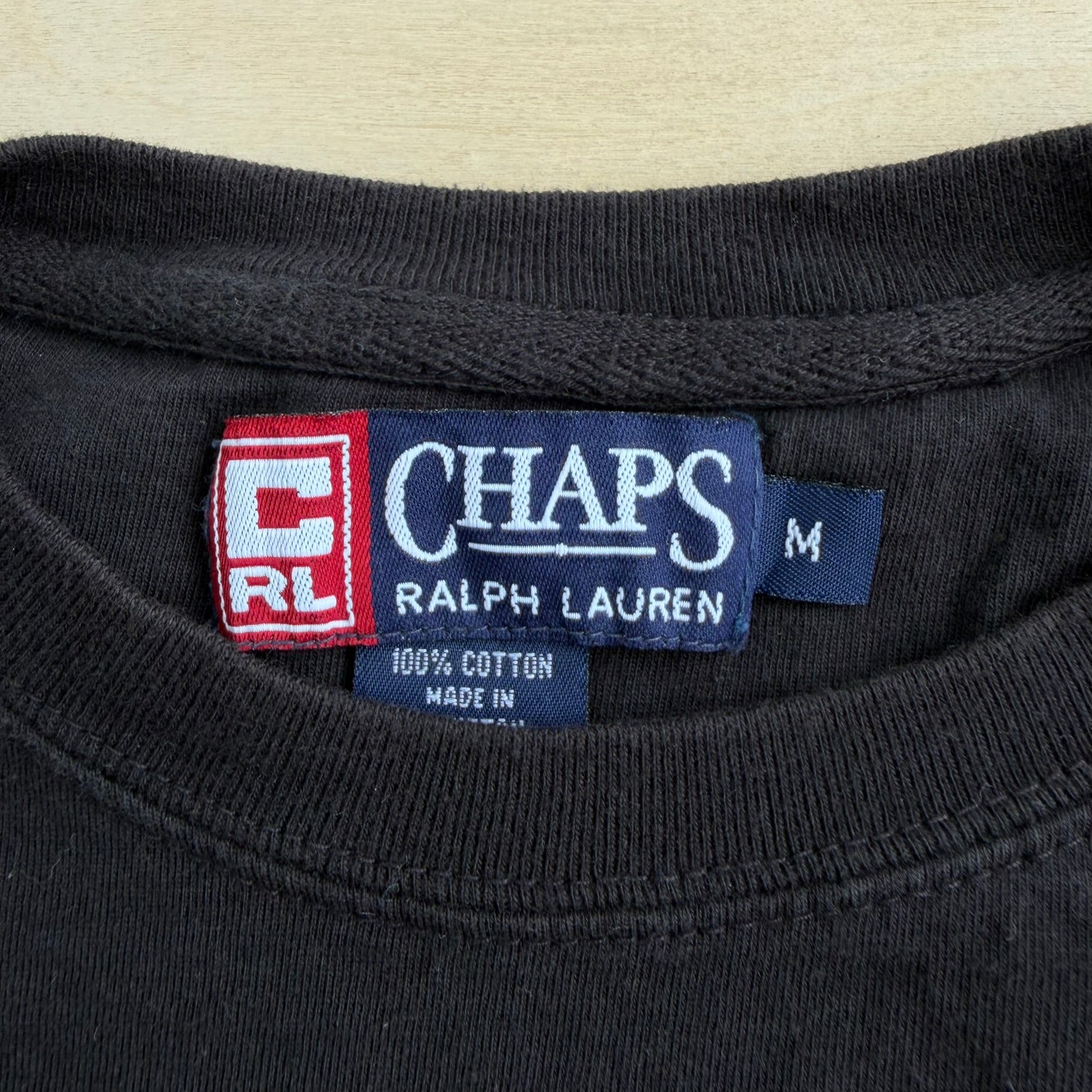 J- Vintage Ralph Lauren Chaps Embroidered Text Pocket Tee - M