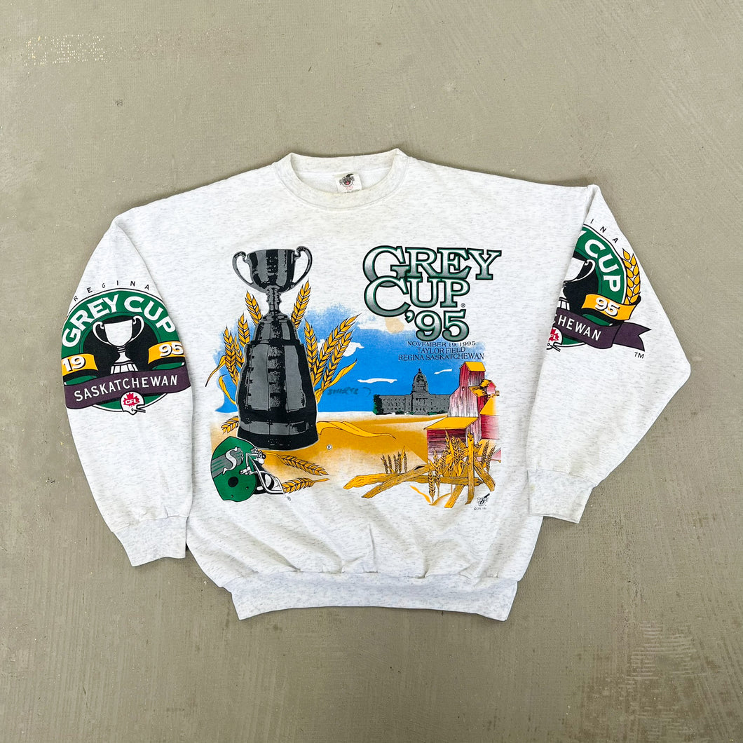 F- Vintage '95 Grey Cup Saskatchewan Roughriders CFL Regina Crewneck