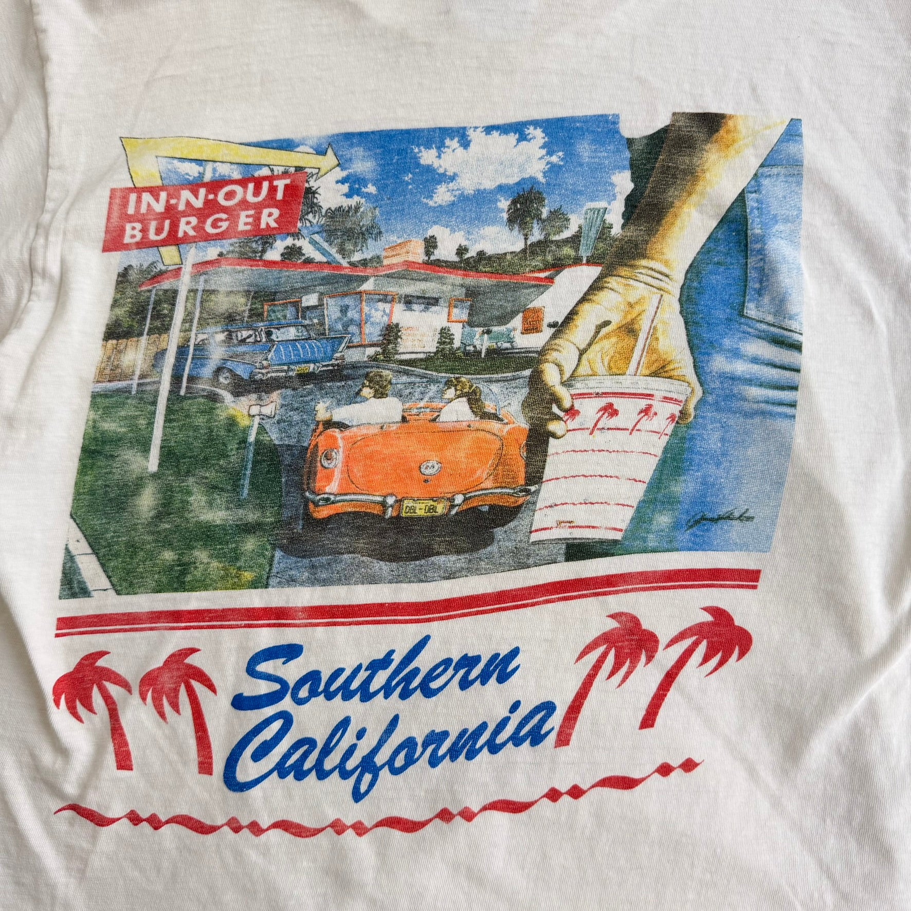 J- Vintage 90s In n Out Southern California Graphic Made In USA Single Stitch Tee - L