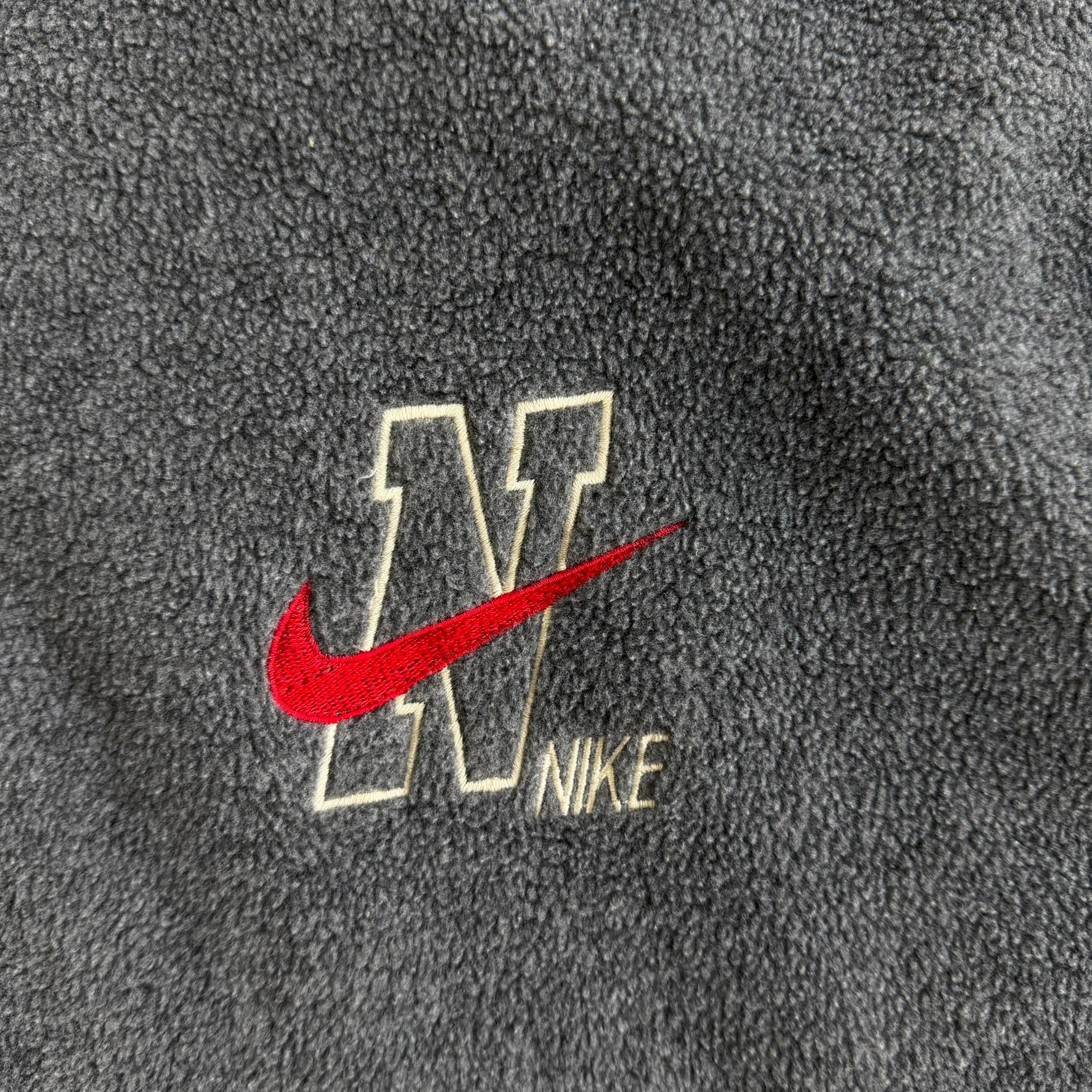 J- Vintage Nike Embroidered Swoosh & Text Made In USA Quarter Zip Polar Fleece - 2XL