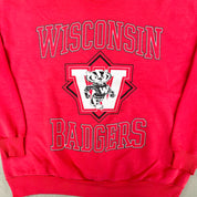 F- Vintage University Of Wisconsin Badgers Text & Logo Hanes Tag Crewneck