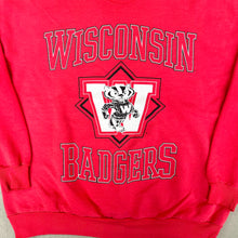 Load image into Gallery viewer, F- Vintage University Of Wisconsin Badgers Text &amp; Logo Hanes Tag Crewneck
