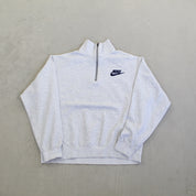 F- Vintage Nike Embroidered Swoosh & Text Quarter Zip Crewneck