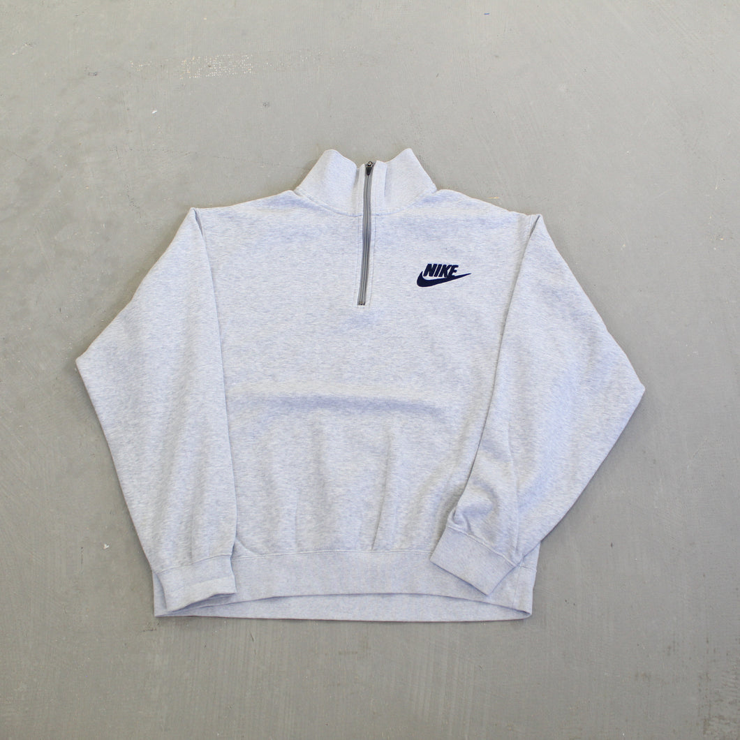 F- Vintage Nike Embroidered Swoosh & Text Quarter Zip Crewneck