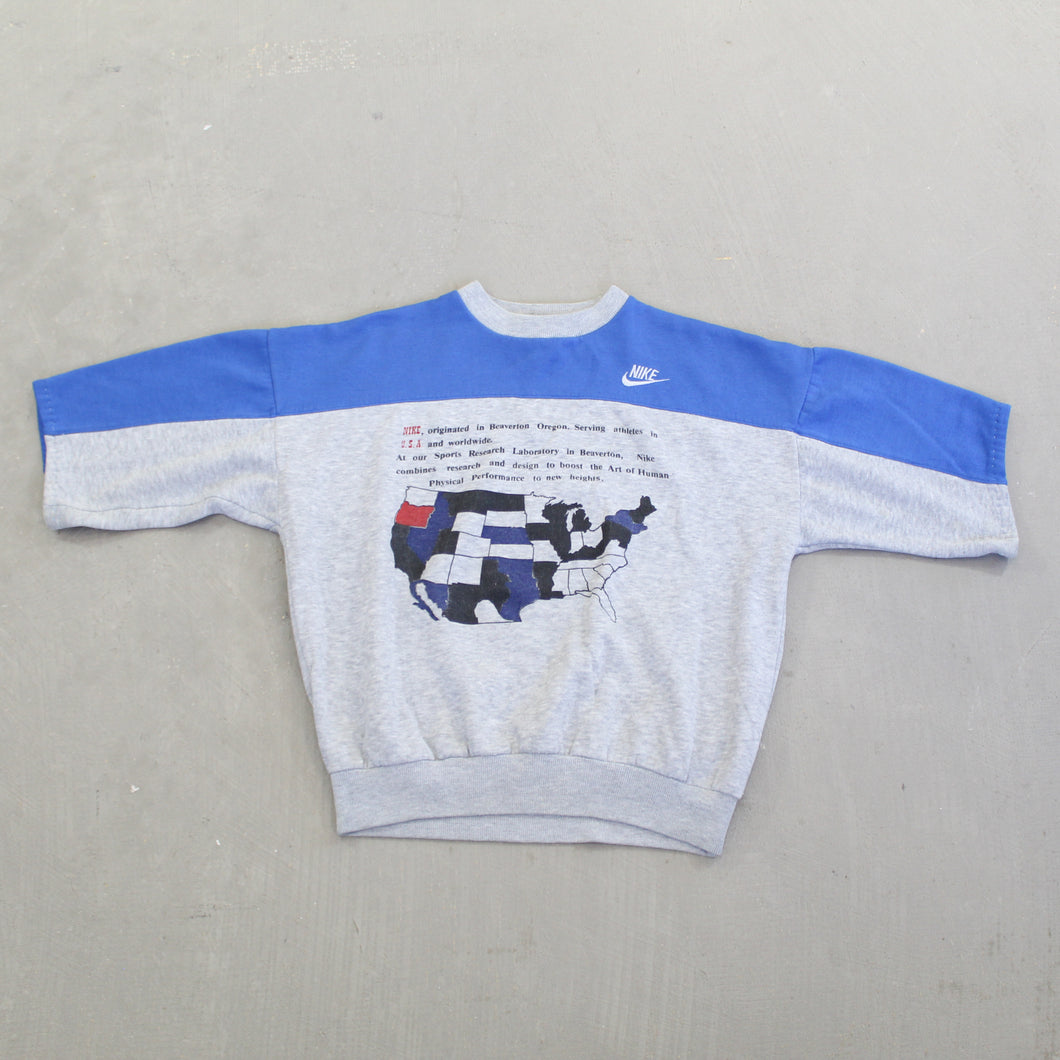 F- Vintage Nike USA Map & Text Youth Crewneck