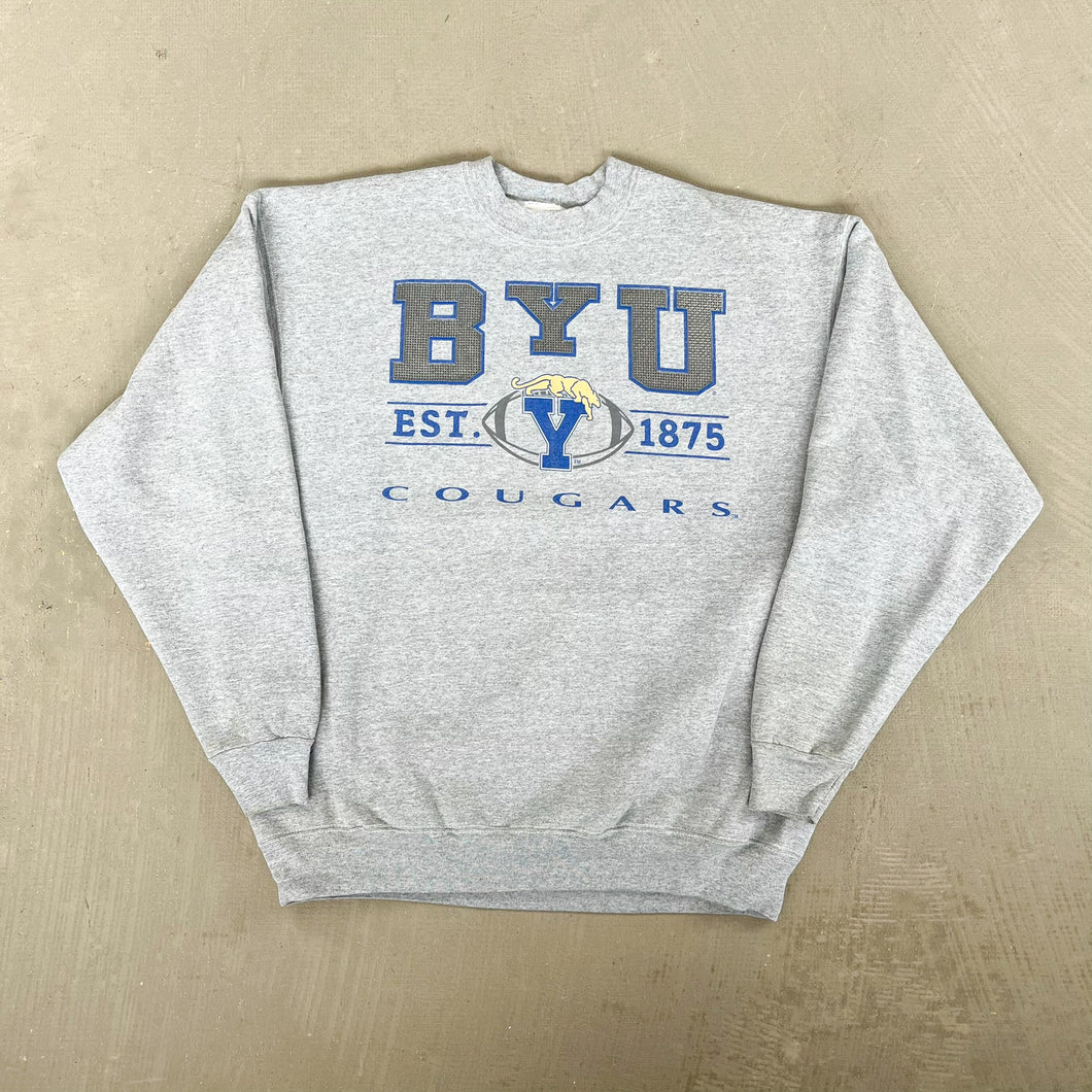 F- Vintage Bringham Young University Cougars Pro Player Text Crewneck