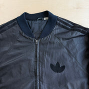J- Vintage 90s Adidas Embroidered Logo Zip Up Leather Bomber Jacket - L