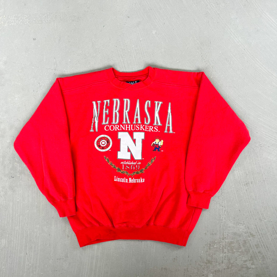 F- Vintage University Of Nebraska Mascot & Text Crewneck
