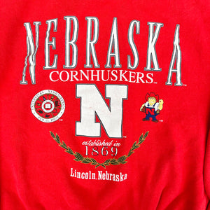 F- Vintage University Of Nebraska Mascot & Text Crewneck