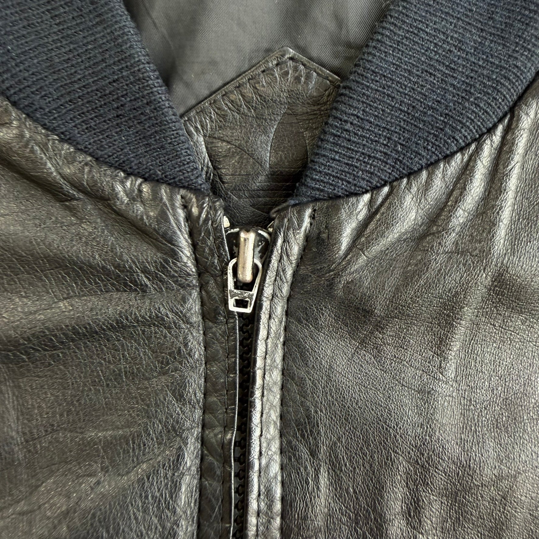 J- Vintage 90s Adidas Embroidered Logo Zip Up Leather Bomber Jacket - L
