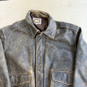 J- Vintage 80s Banana Republic A-2 Style Zip Up Leather Bomber Jacket - 40 (fits M)