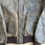 J- Vintage 80s Banana Republic A-2 Style Zip Up Leather Bomber Jacket - 40 (fits M)