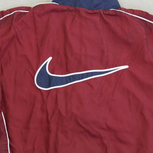 F- Vintage Nike Color Block Zip Up Nylon Windbreaker Maroon/Navy Jacket