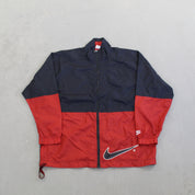 F- Vintage Nike Red/Black Zip Up Nylon Windbreaker Jacket