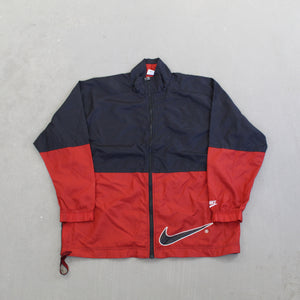 F- Vintage Nike Red/Black Zip Up Nylon Windbreaker Jacket