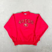 F- Vintage San Francisco NFL Logo 7 Embroidered Text Crewneck