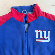 J- Vintage '11 New York Giants NFL Super Bowl Champs Embroidered Patches Zip Up Sweatshirt Jacket - 2XL