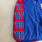 J- Vintage '11 New York Giants NFL Super Bowl Champs Embroidered Patches Zip Up Sweatshirt Jacket - 2XL
