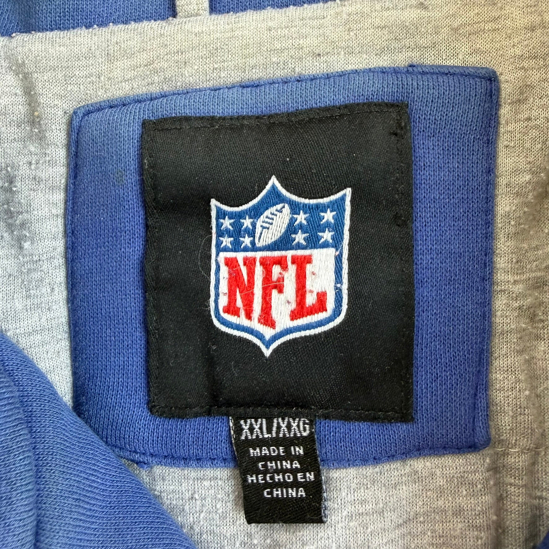 J- Vintage '11 New York Giants NFL Super Bowl Champs Embroidered Patches Zip Up Sweatshirt Jacket - 2XL