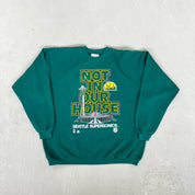 F- Vintage Seattle Supersonics NBA Logo 7 Hanes Heavyweight Tag Crewneck