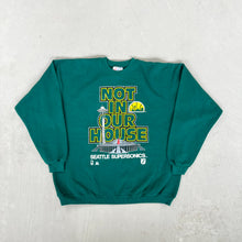 Load image into Gallery viewer, F- Vintage Seattle Supersonics NBA Logo 7 Hanes Heavyweight Tag Crewneck
