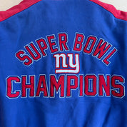 J- Vintage '11 New York Giants NFL Super Bowl Champs Embroidered Patches Zip Up Sweatshirt Jacket - 2XL
