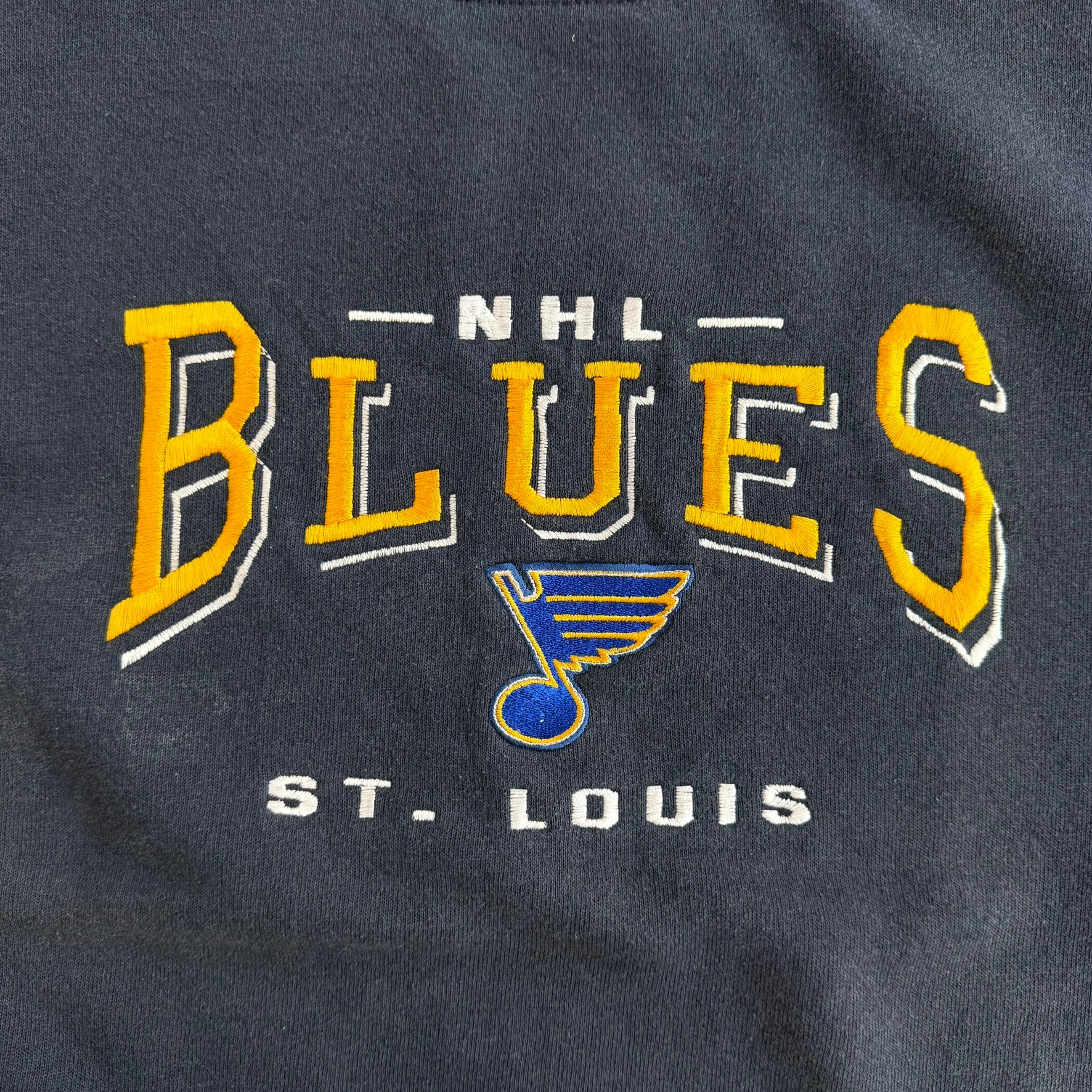 J- Vintage St Louis Blues NHL Lee Embroidered Logo Graphic Crewneck - L