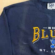 J- Vintage St Louis Blues NHL Lee Embroidered Logo Graphic Crewneck - L