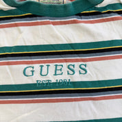 J- Guess Originals Embroidered Text Striped Tee - L