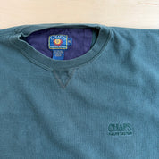 J- Vintage 90s Chaps RL Embroidered Logo Dark Green Crewneck - XL