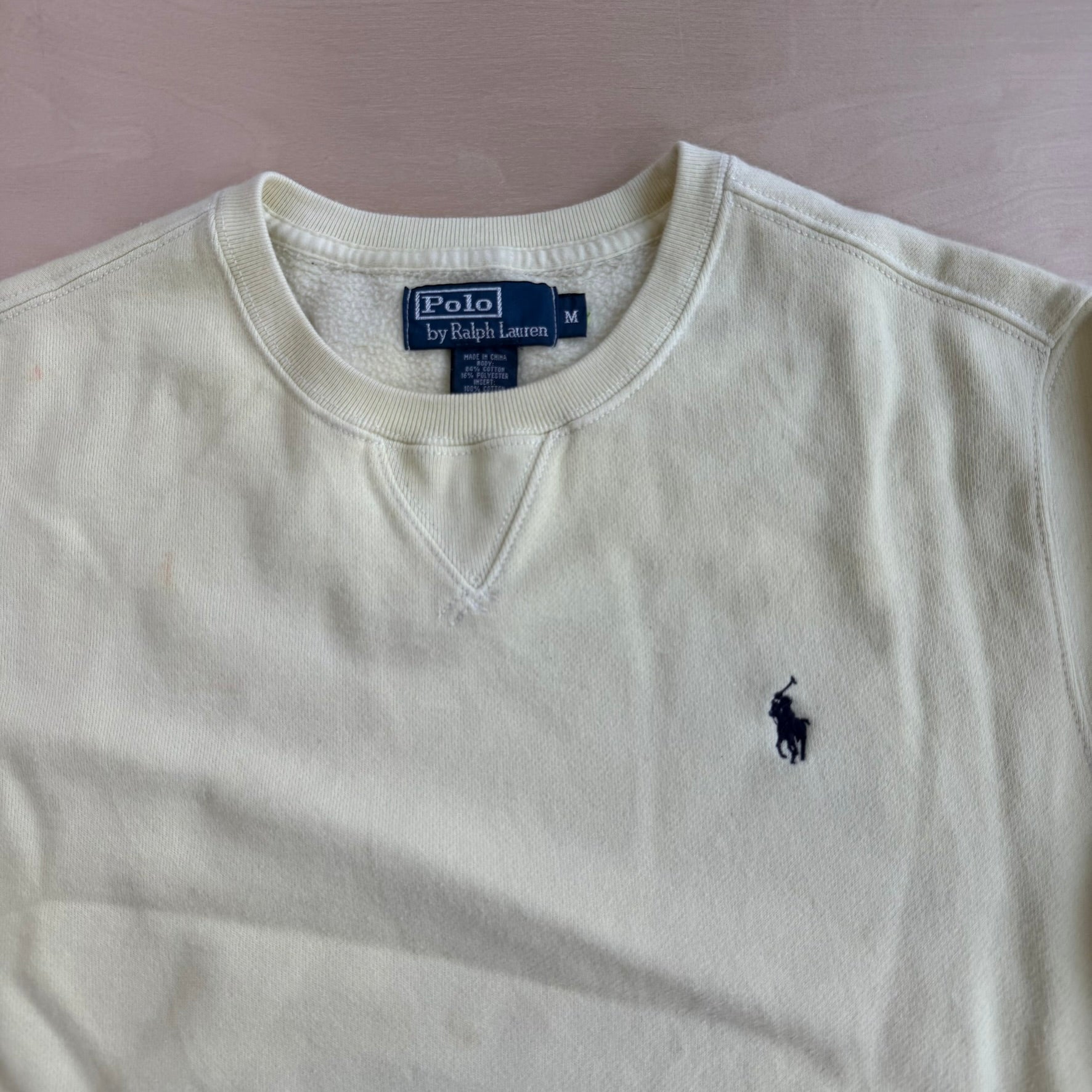 J- Vintage 90s Polo RL Embroidered Logo Yellow Crewneck - M