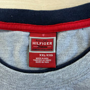 J- Vintage Tommy Hilfiger Red Label Denim Felt Embroidered Text Tee - 2XL