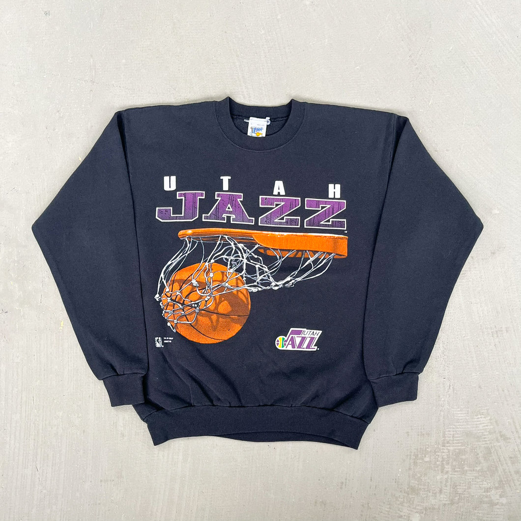F- Vintage Utah Jazz NBA Graphic & Text Crewneck
