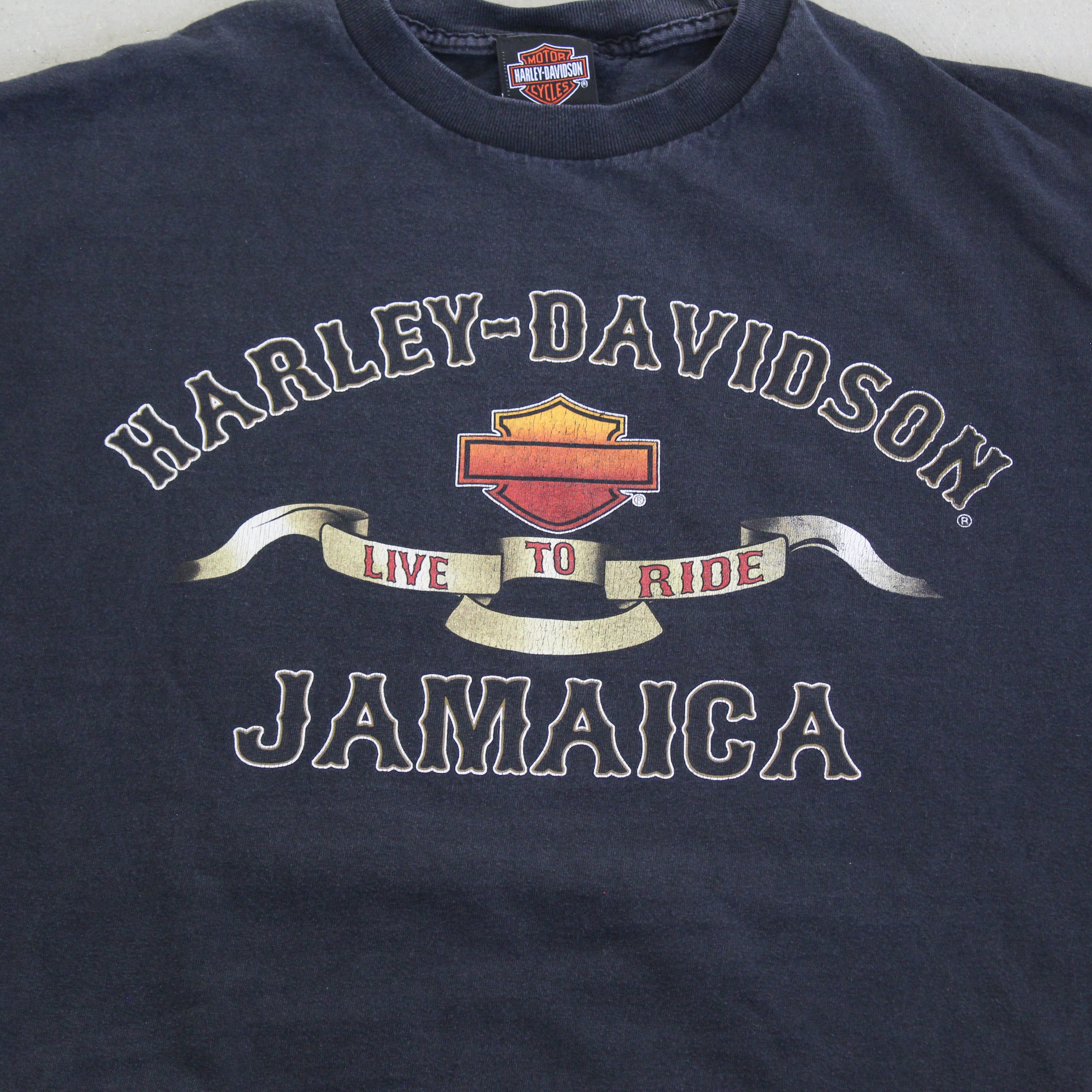 F- Vintage Harley Davidson Live To Ride Jamaica Tee