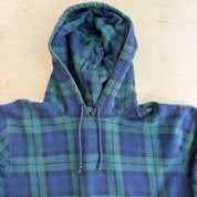 J- Vintage 90s Polo RL All Over Plaid Navy/Green Hoodie - XL